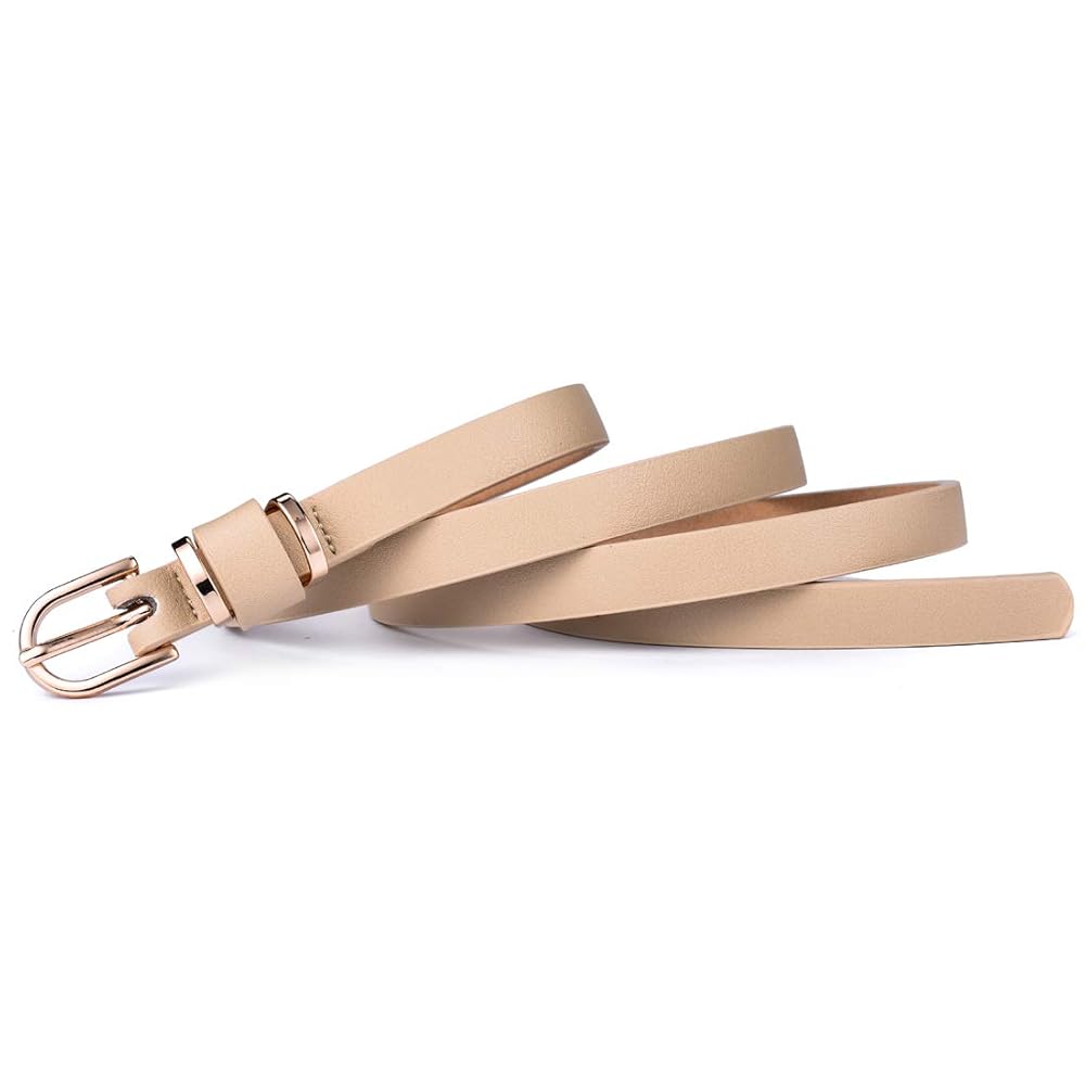 beltox fine Set of Women's Skinny Leather Belt Solid Color
